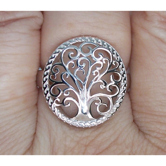 925 STERLING SILVER Large Tree Of Life Ring - Picture 3 of 15